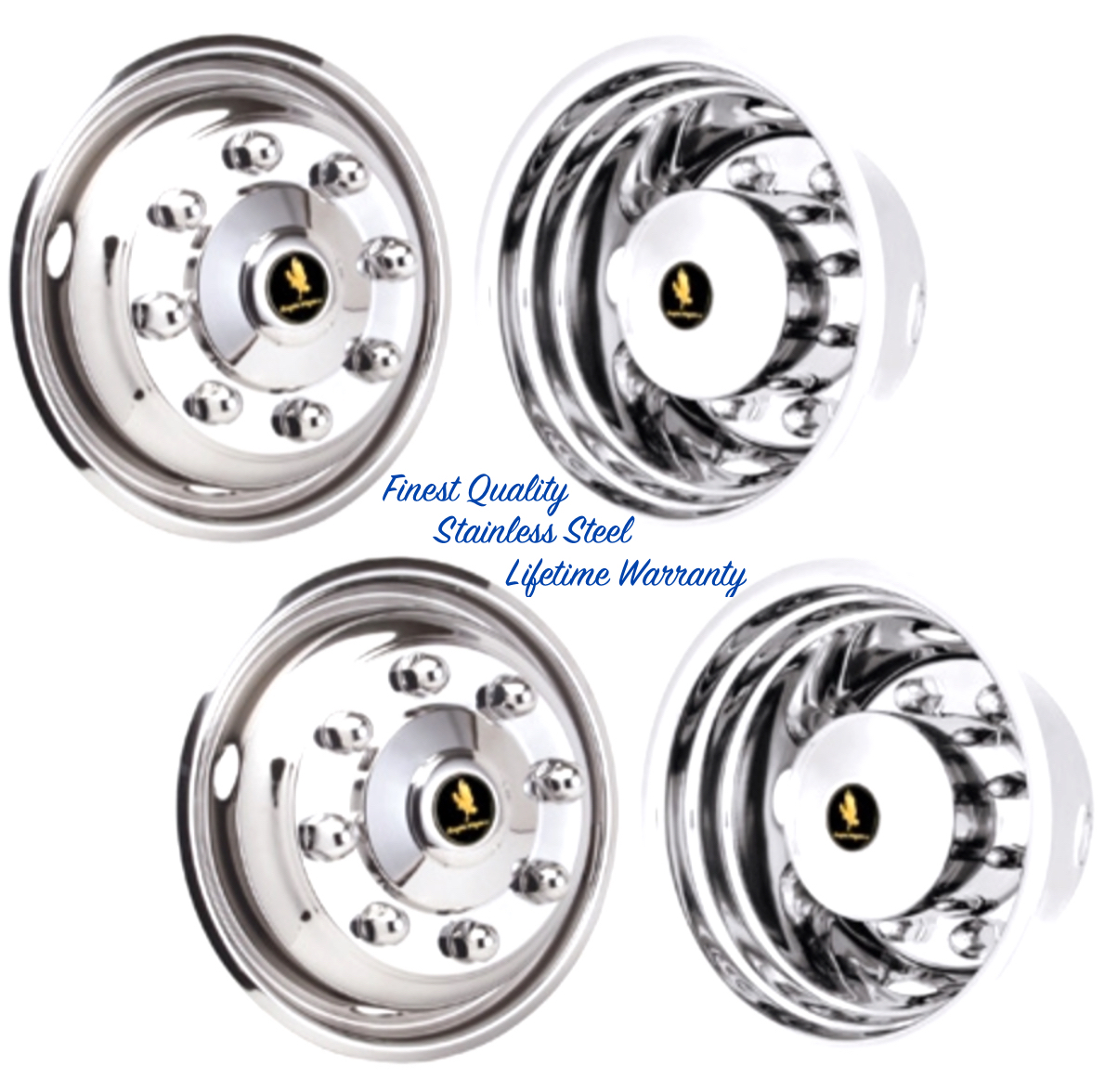 WHEEL
        SIMULATOR WHEEL COVER RIM LINER HUBCAPS for Chevrolet and GMC
        Workhorse W Series vehicles equipped with 19.5" x
        6.75" steel wheels that have 8 Lugs and 4 Hand Holes.