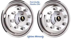 22.5" X 6.75" 8 Lug 4 Hole Front Wheels Set of 2 Wheel Simulator Rim Covers ©
