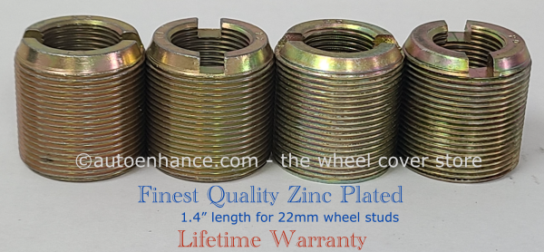 WHEEL STUD EXTENDERS FOR 22MM WHEEL STUDS 1.4" LENGTH ONE SET OF 4 ZINC PLATED ©