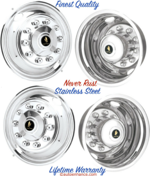 22.5" 10 Lug International 2 Hole Stainless Steel Wheel Simulators Eagle Flight®