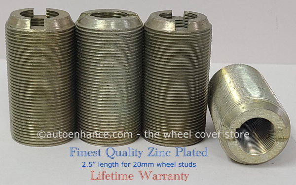 WHEEL STUD EXTENDERS FOR 20MM WHEEL STUDS 2.5" LENGTH ONE SET OF 4 ZINC PLATED ©